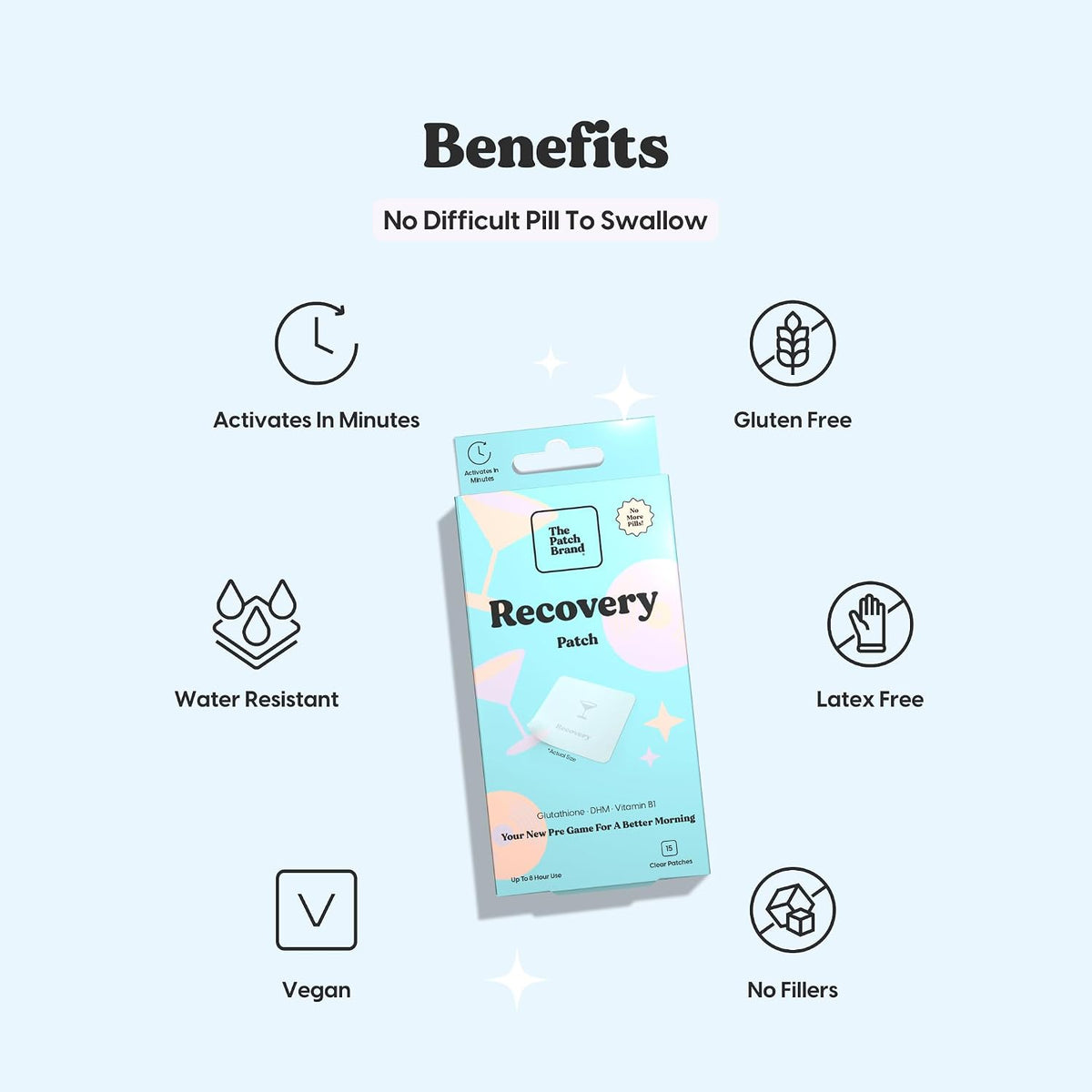 The Patch Brand Recovery Patches - Vitamin B1, DHM, Glutathione - 15 Patches - görsel 5