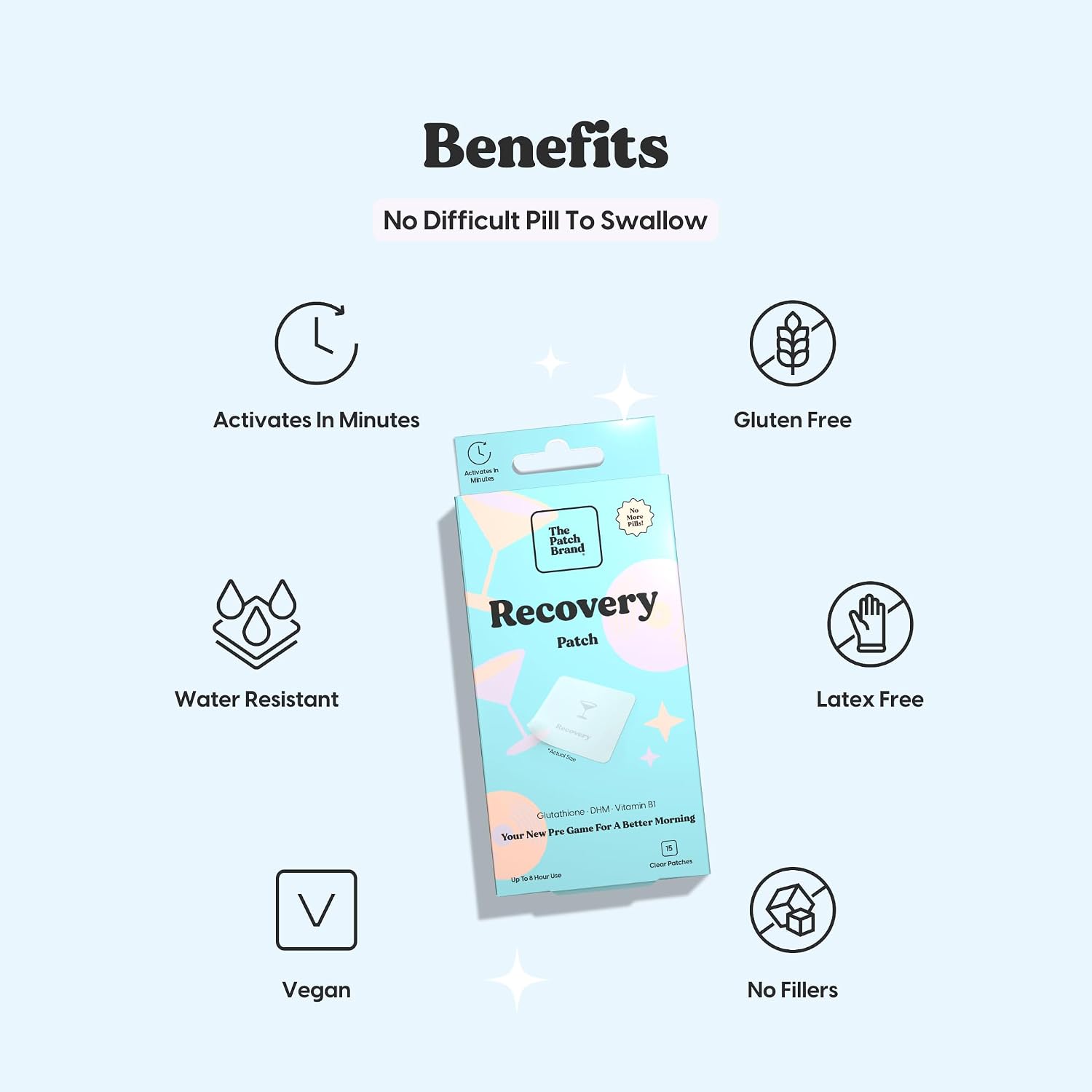 The Patch Brand Recovery Patches - Vitamin B1, DHM, Glutathione - 15 Patches - görsel 5