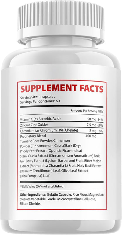 Glucovate Advanced Supplement - All Natural Formula - 3 Pack (180 Capsules)