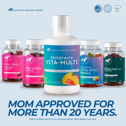Mountain Meadow Herbs Children's Vita-Multi: Blended Vitamin & Mineral Supplement - Fast-Absorbing Liquid Kids Vitamins with Fruits, Greens, and Lutein for Eye Support (473 ml)
