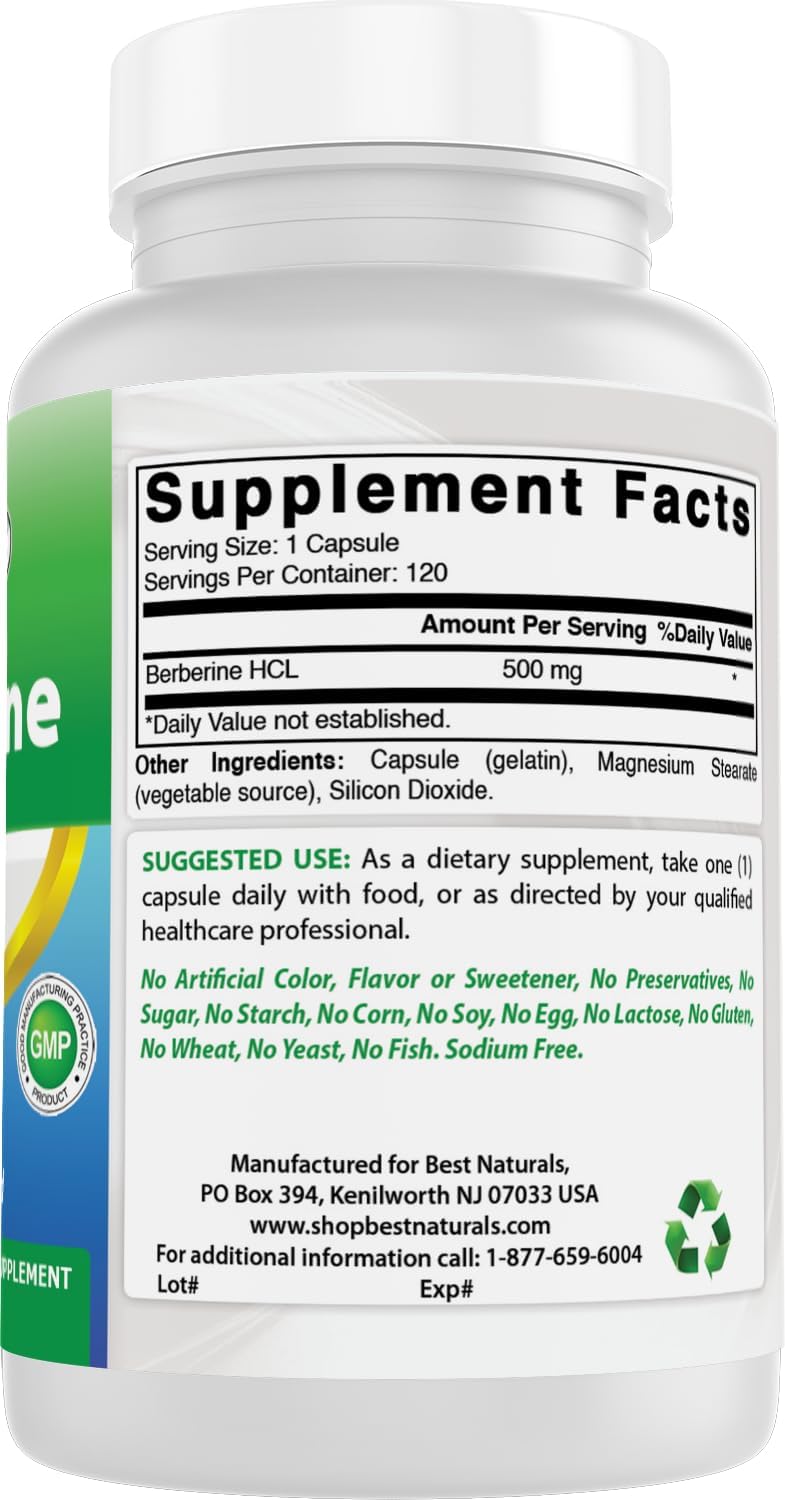 Best Naturals Berberine 500 mg Capsules – Cardiovascular and Immune Support - görsel 6