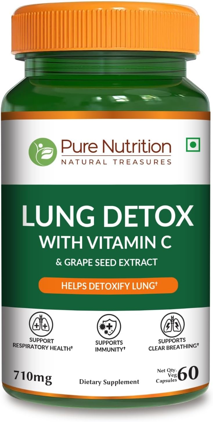 Pure Nutrition Lung Health Supplement | Herbal Lung Support with Quercetin, Vitamin C, Nettle, Vasaka Leaf, Lotus, Licorice & Ginger | 60 Capsules - görsel 1