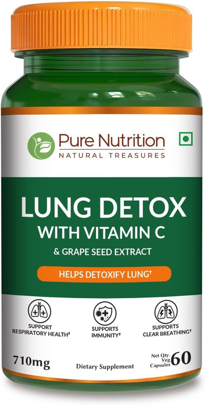 Pure Nutrition Lung Health Supplement | Herbal Lung Support with Quercetin, Vitamin C, Nettle, Vasaka Leaf, Lotus, Licorice & Ginger | 60 Capsules