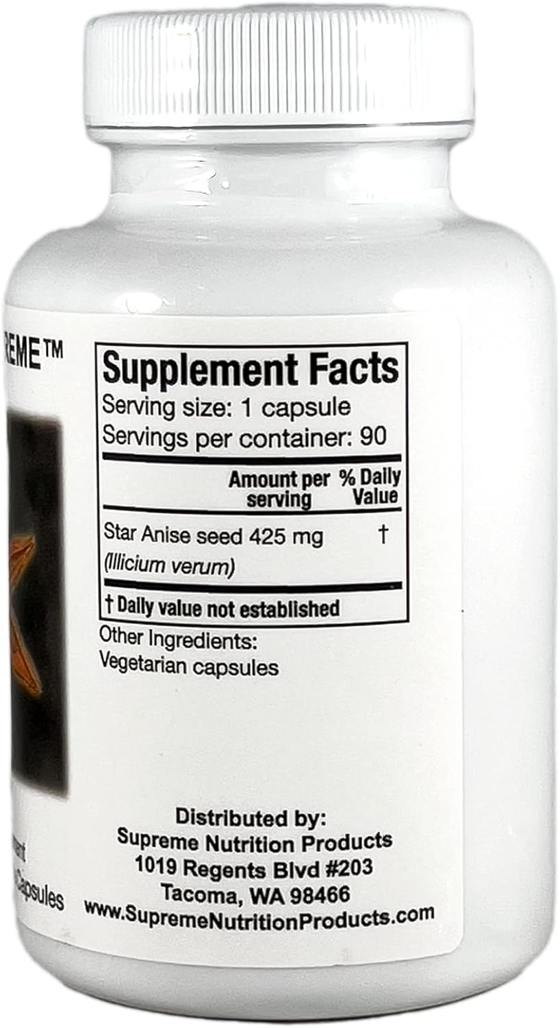 Supreme Nutrition Illicium Supreme, 180 Pure Star Anise Vegetarian Capsules (2 x 90) - görsel 2