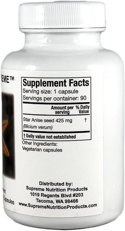 Supreme Nutrition Illicium Supreme, 180 Pure Star Anise Vegetarian Capsules (2 x 90)