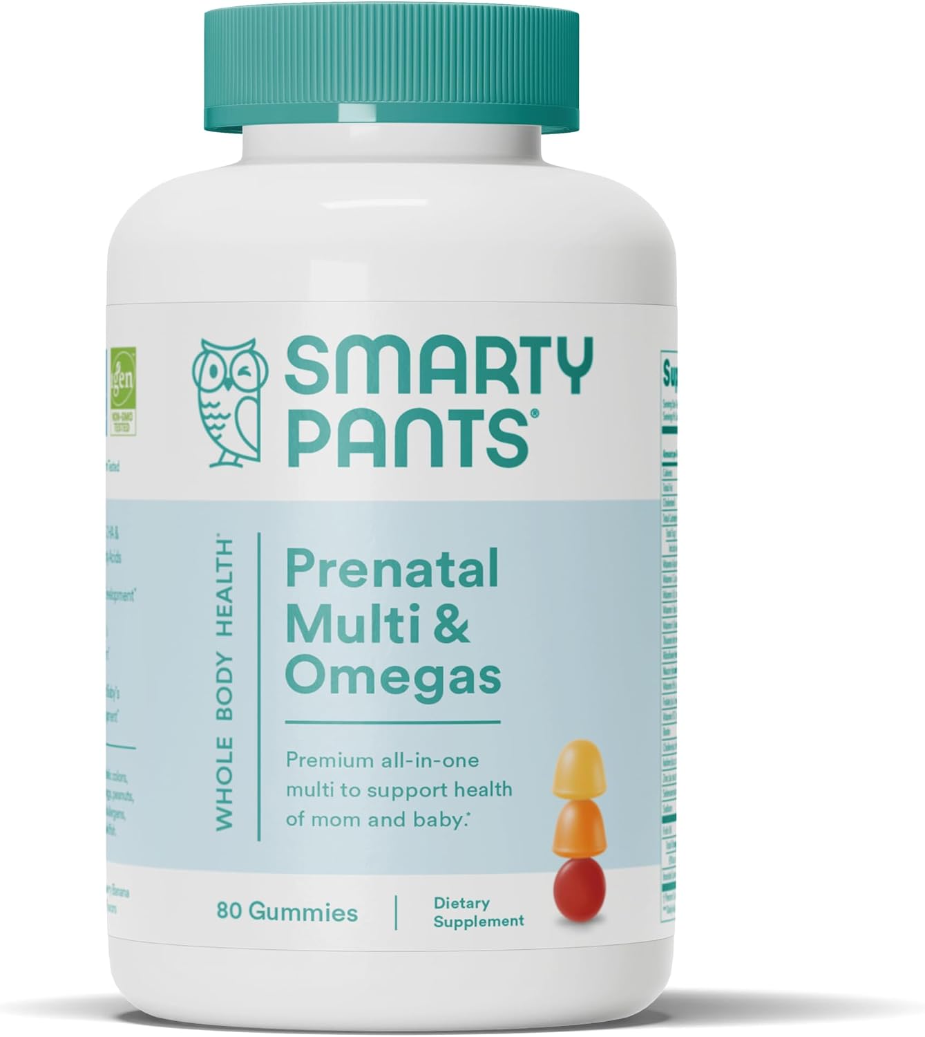 SmartyPants Prenatal Vitamins for Women, Multivitamin Gummies with Omega 3 Fish Oil (EPA/DHA), Biotin, Methylfolate, Vitamin D3, C, B12, B6, A, K & Zinc, Inositol, 80 Count (20 Day Supply) - görsel 1