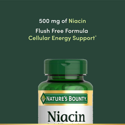 Nature's Bounty Niacin 500mg Flush Free – Energy Metabolism & Nervous System Support, 120 Capsules