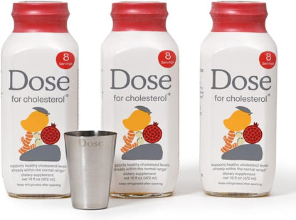 DOSE for Cholesterol – Cardiovascular Support Supplement, Liquid Shots, 473ml Bottles (3-Pack)