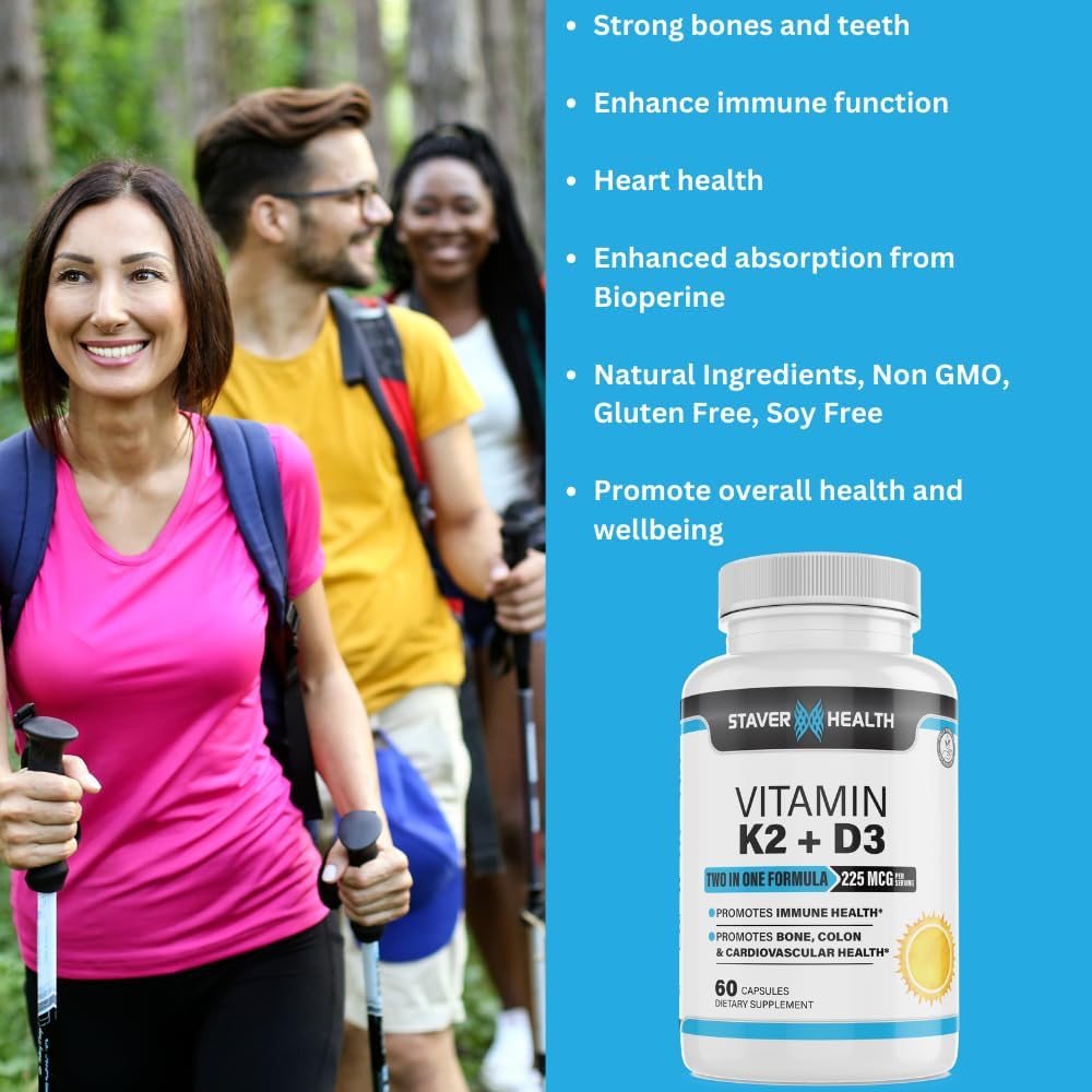 Staver Health Vitamin K2 and D3 with Calcium and Bioperine - görsel 2