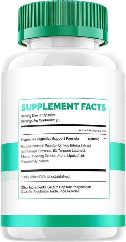 Vertigenics Brain Supplement Capsules – All-Natural Maximum Strength Formula for Memory and Focus (5 Pack – 300 Capsules)