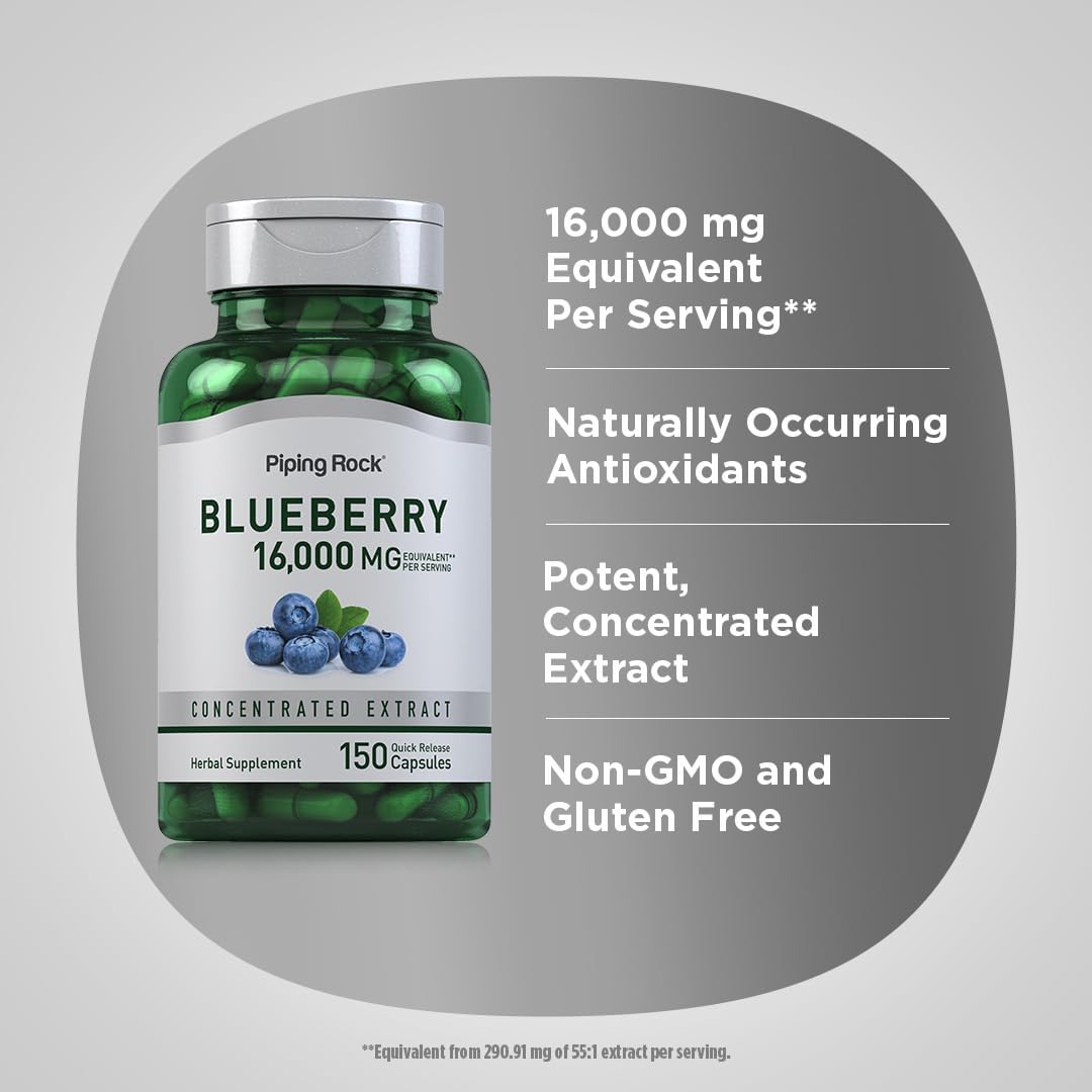 Piping Rock Blueberry Supplement – 150 Capsules – Non-GMO and Gluten-free - görsel 4