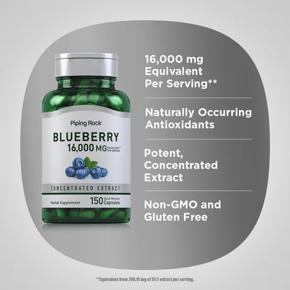 Piping Rock Blueberry Supplement – 150 Capsules – Non-GMO and Gluten-free