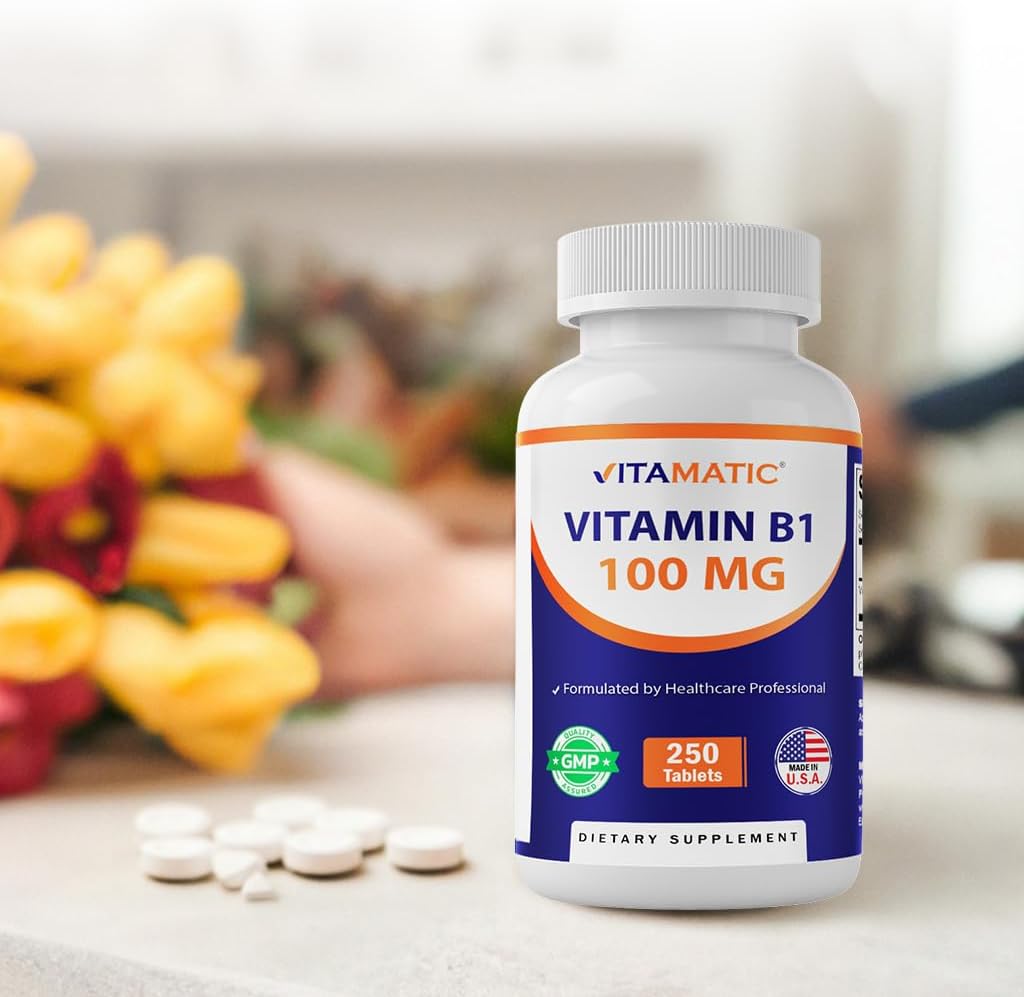 Vitamatic Vitamin B1 (Thiamine Mononitrate) 100mg, 250 Vegetarian Tablets - görsel 5