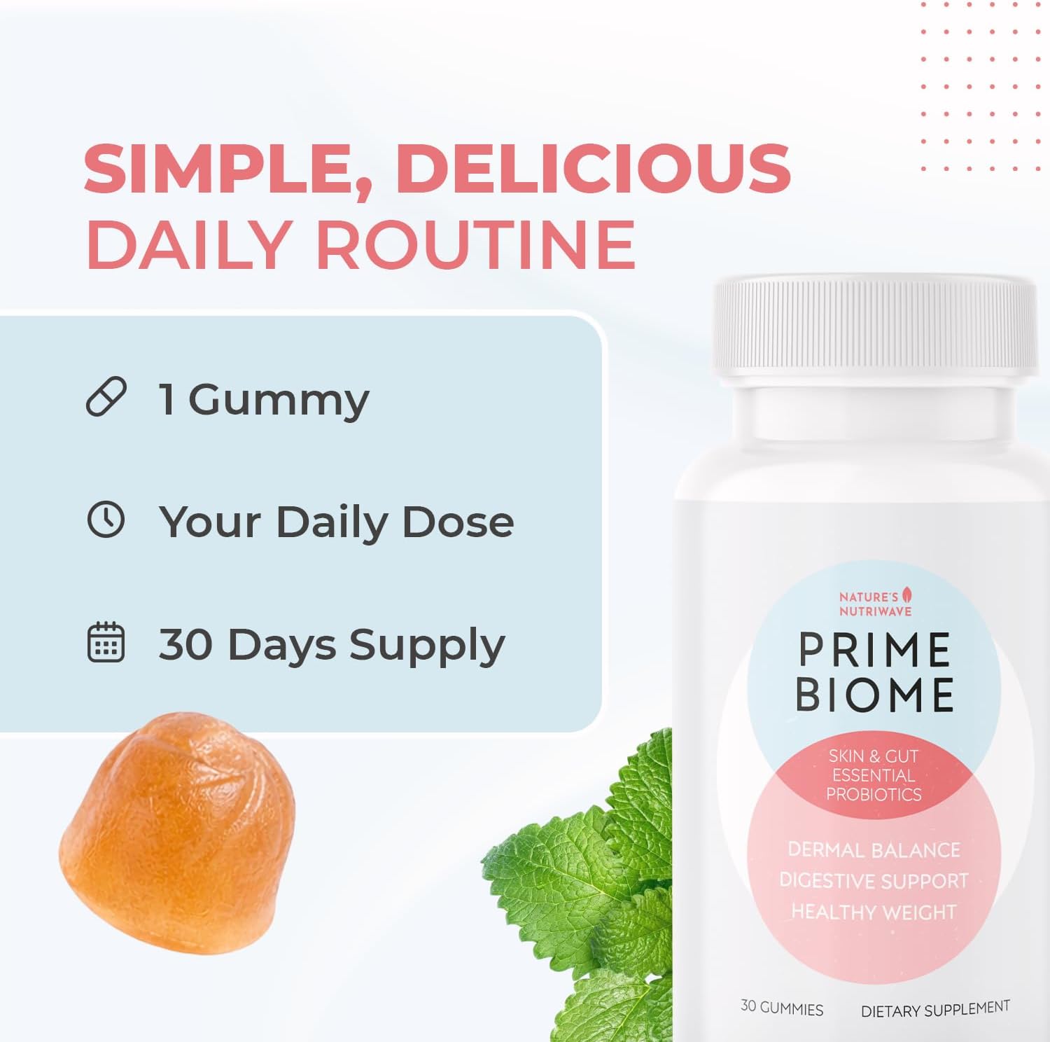Nature's NutriWave PrimeBiome Gummies – Plant-Based Prebiotic with Inulin, Lion's Mane and Ginger – 30 Gummies - görsel 6
