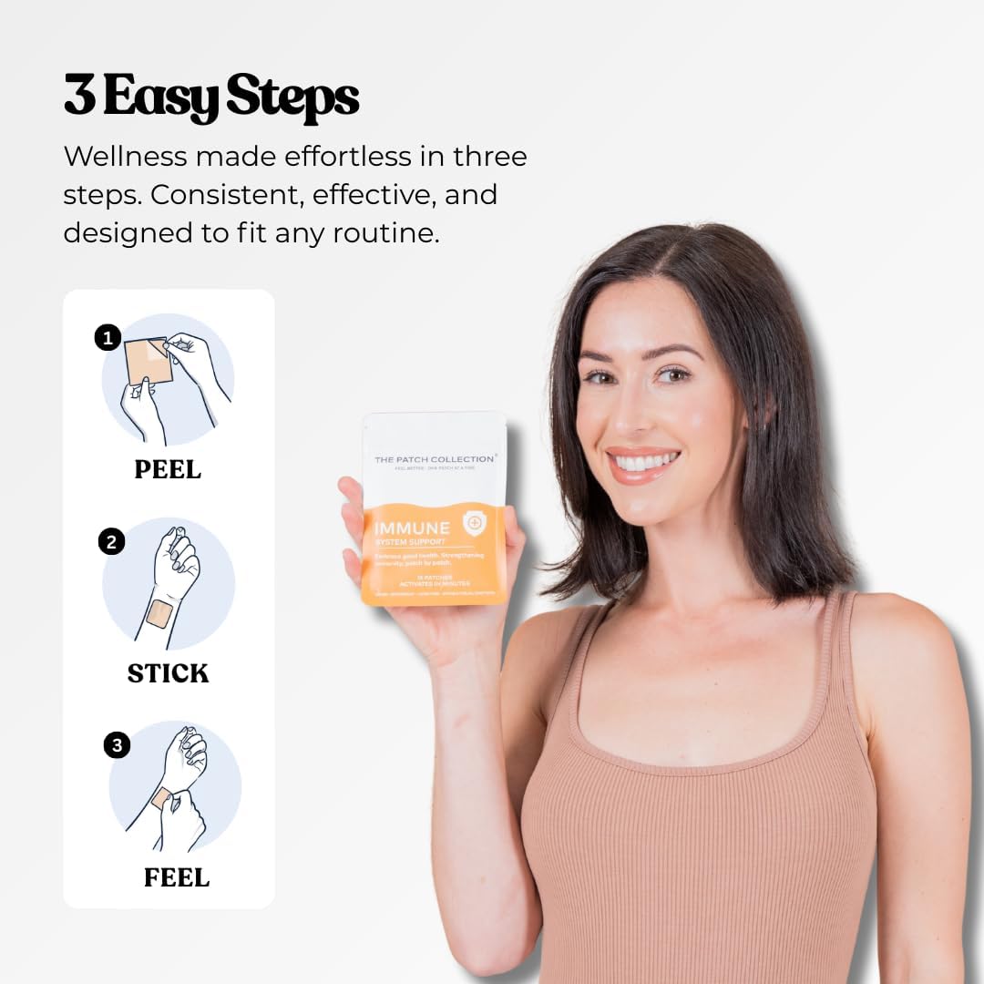 The Patch Collection® - High Strength Immune System Support Patch | 6-in-1 Complex with Vitamin C, D, B12, Zinc, Turmeric, Elderberry, Ginkgo Biloba, Echinacea | Vegan & Latex Free (Pack of 15) - görsel 7