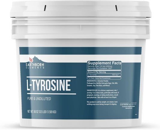 Earthborn Elements L-Tyrosine Powder – Pure & Undiluted – 3.785 L Bucket
