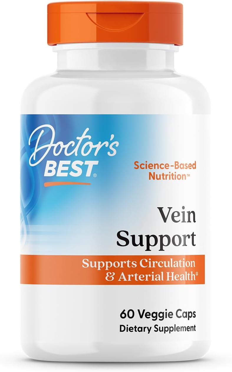 Doctor's Best Vein Support Supplement – Diosmin & Hesperidin, Vitamin K2, Circulation Support, Vegan – 60 Vegan Capsules - görsel 1