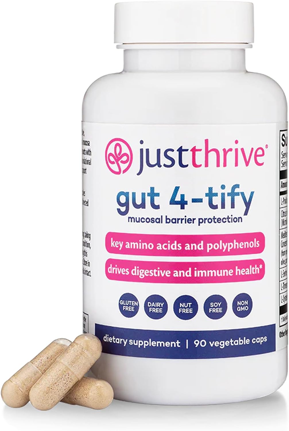 Just Thrive Gut 4-tify - Gut Health Supplement for Women and Men, Anti-Bloat, 90 Vegetable Capsules - görsel 1