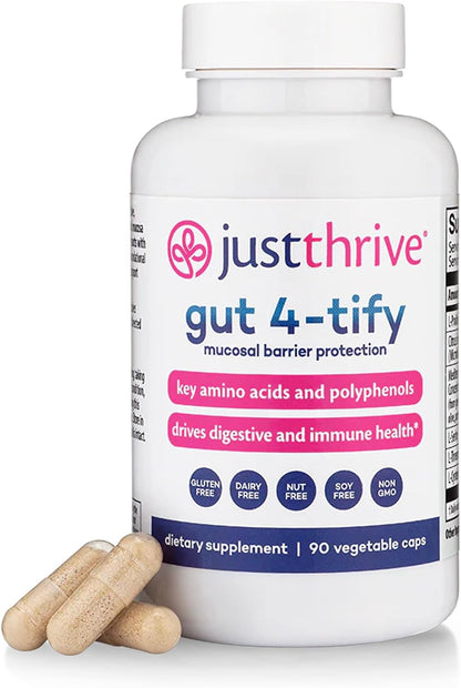 Just Thrive Gut 4-tify - Gut Health Supplement for Women and Men, Anti-Bloat, 90 Vegetable Capsules