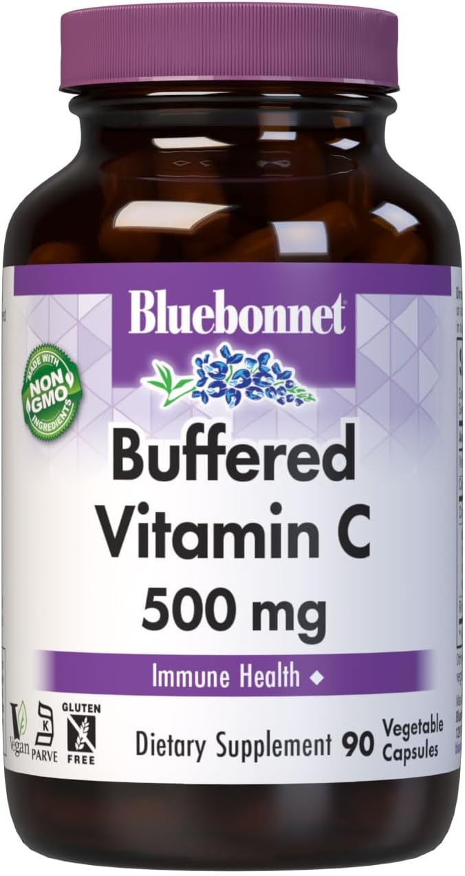 Bluebonnet Buffered Vitamin C 500 mg Vegetable Capsules, 90 Capsules - görsel 1