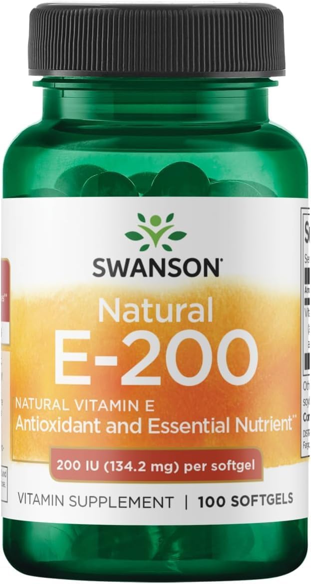 Swanson Natural Vitamin E - 200 IU, 100 Softgels - görsel 1