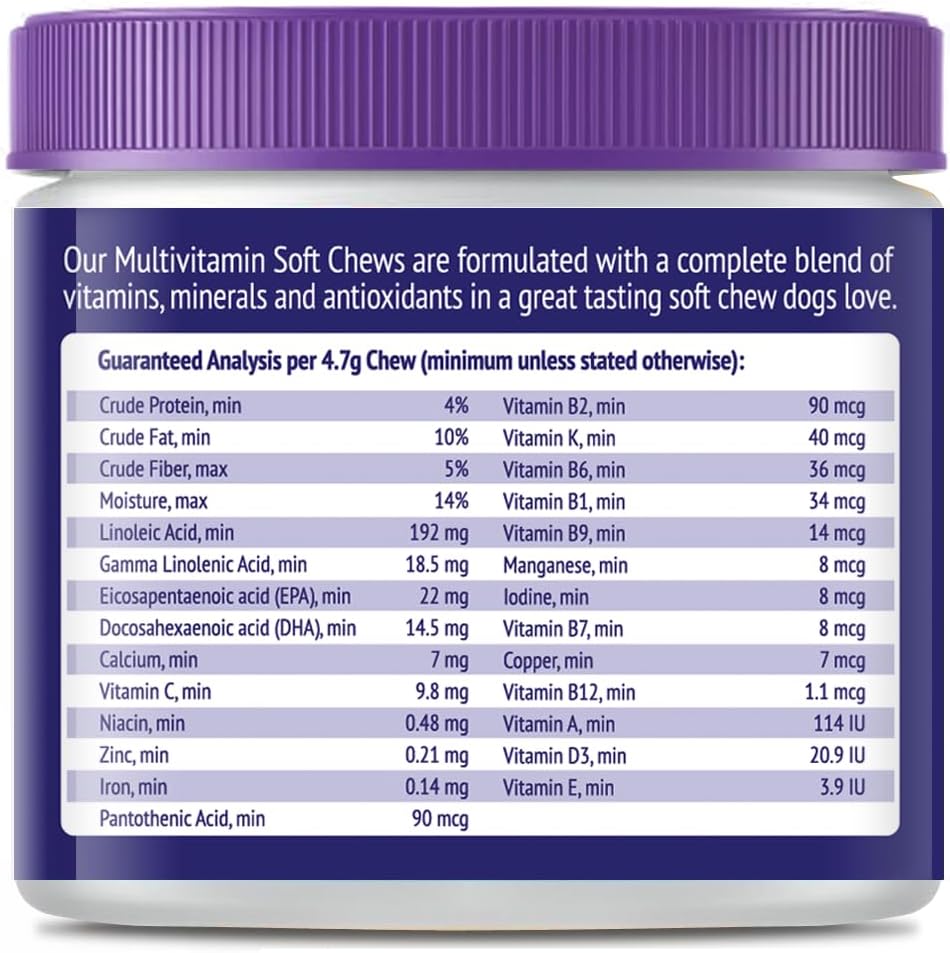 NuLife Natural Pet Health Dog Multivitamin Chewable - 22-in-1 with Green Lipped Mussel & Omega-3 - 60 Beef Chews - görsel 8