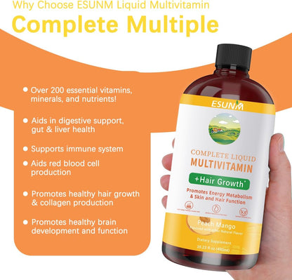 Complete Liquid Multivitamin for Women – Hair Growth, Energy, Skin & Immune Support (480 ml)