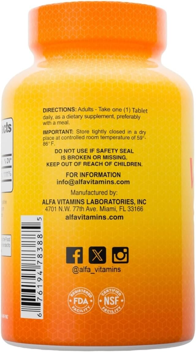 ALFA VITAMINS Vitamin C 1000mg - Immune Support & Healthy Skin Food Supplement, 100 Tablets - görsel 3