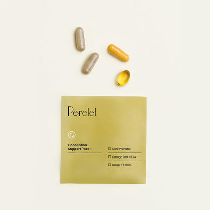 Perelel Conception Support Pack, Prenatal Multivitamin with DHA Omega 3, CoQ10 & Folate, Supports Fertility Wellness for Women, Soya & Gluten-free, Non GMO, 30 Daily Pill Packs
