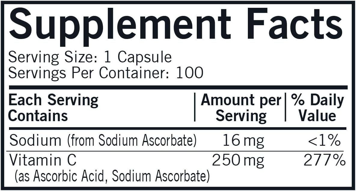 Kirkman Vitamin C 250 mg 100 Capsules - görsel 2