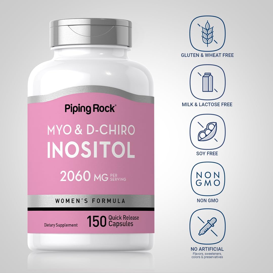 Piping Rock Myo-Inositol & D-Chiro Inositol Supplement | 150 Capsules | Complex Formula for Women | Non-GMO, Gluten-Free - görsel 3