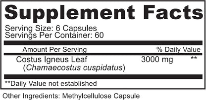 ORGANOPLEX Insulin Plant Capsules (Costus Igneus) – 100% Natural Supplement, 360 Veggie Caps (2 Month Supply)