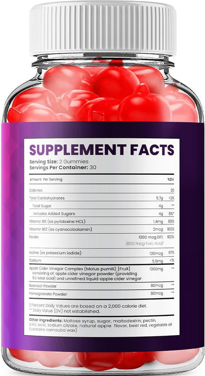 TropiKeto Keto ACV Gummies - High Strength Apple Cider Vinegar Gummies with Vitamin B12, Beet Juice & Pomegranate (60 Gummies)