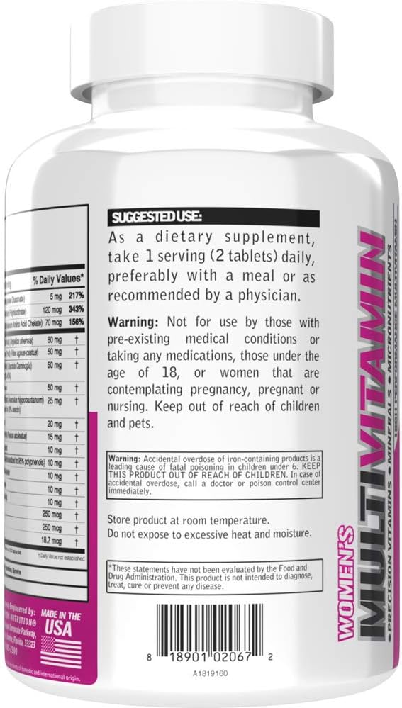Evlution Nutrition Women's Multivitamin - Full Spectrum Vitamins & Minerals, Immune Health, Skin, Hair, Bone & Eye Health, 120 Tablets - görsel 6