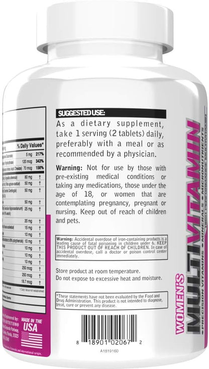 Evlution Nutrition Women's Multivitamin - Full Spectrum Vitamins & Minerals, Immune Health, Skin, Hair, Bone & Eye Health, 120 Tablets