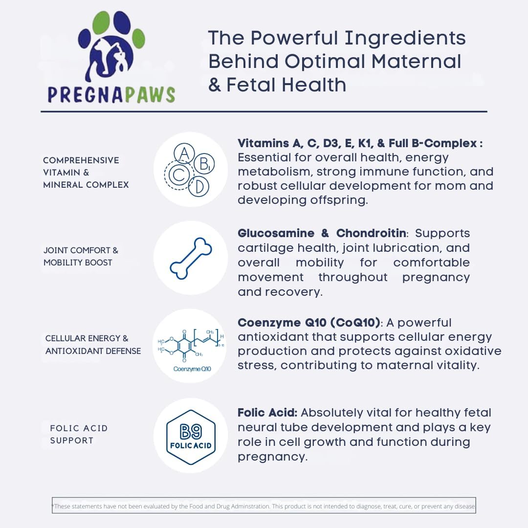 Prenatal Vitamins for Dogs & Cats – Pre & Postnatal Supplement with Probiotics, Glucosamine, MSM, CoQ10, & Essential Vitamins – Supports Pregnancy, Nursing & Recovery – 90 Soft Chews (Salmon Flavour) - görsel 3