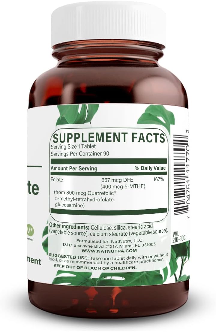 Natural Nutra Active Methyl Folate Supplement with Quatrefolic – 90 Vegan Tablets - görsel 2