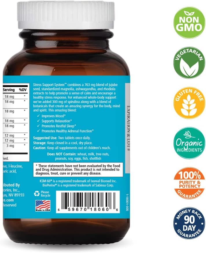 Pure Essence Labs Stress Support System – 60 Tablets - görsel 2