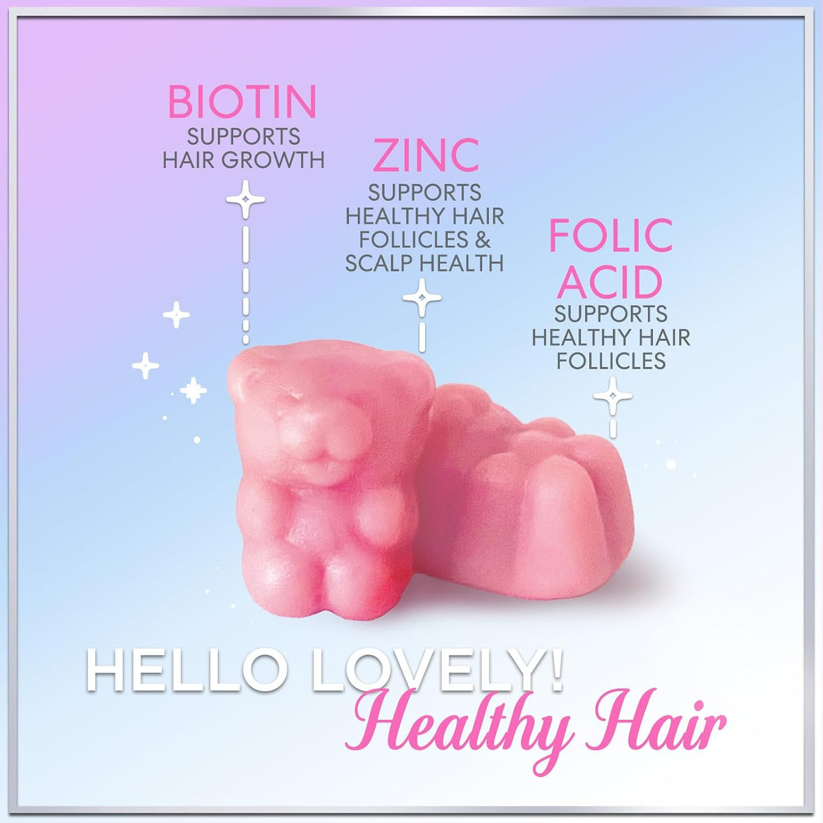 Hair Vitamin Gummies with Biotin – Vitamins E, C & Zinc for Normal Hair and Skin, Premium Vegetarian & Non-GMO – Natural Support for Healthy-Looking Hair, Skin & Nails – 120 Gummy Bears - görsel 3