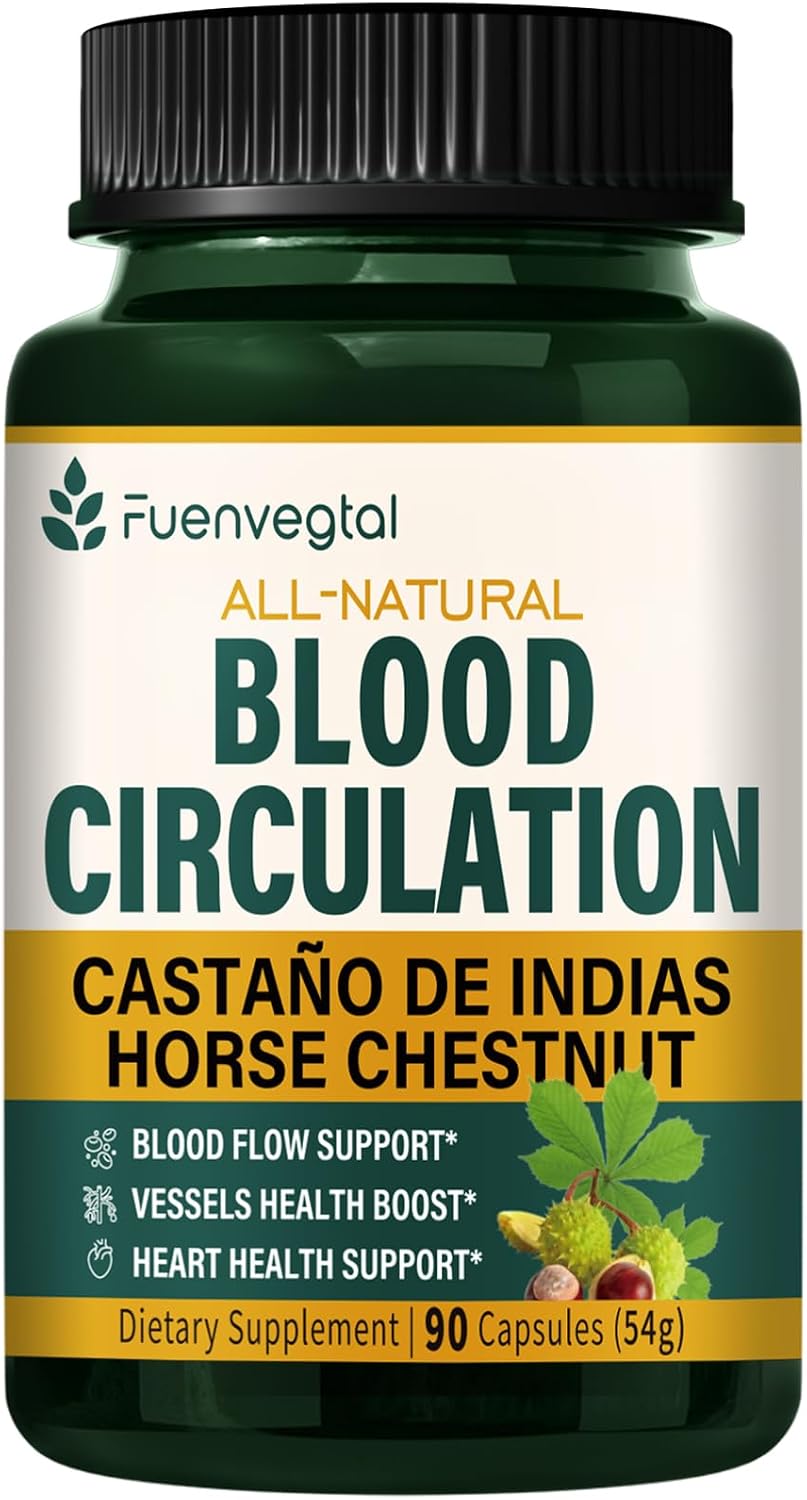 Fuenvegtal Horse Chestnut Circulation Capsules - 10-in-1 Herbal Formula for Healthy Blood Flow & Nitric Oxide Support (90 Capsules) - görsel 1