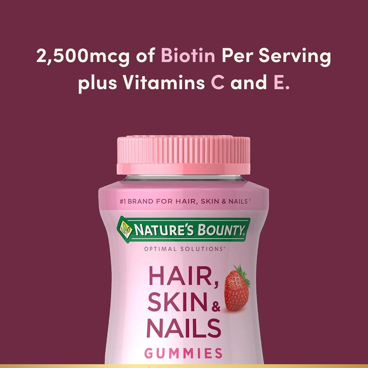 Nature's Bounty Optimal Solutions Hair, Skin & Nails Biotin Gummies, 200 Count - görsel 3