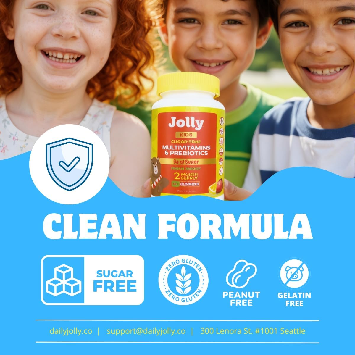 Jolly Kids Multivitamin Gummies – 60 Gummies Sugar-Free Vitamins for Children (Ages 4-12) with Allulose & Prebiotics – Organic Gummy for Immune Support, Digestive Health & Concentration – Plant-Based – Strawberry Lemon - görsel 7