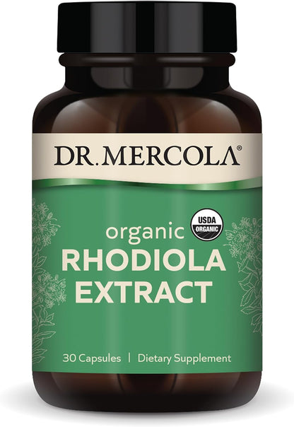 Dr. Mercola Organic Rhodiola Extract - Supports Normal Energy Metabolism & Cognitive Function - 30 Capsules