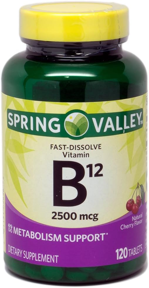 Spring Valley Sublingual B12, Cherry Flavour, 2500 mcg, 120 Microlozenges - görsel 1