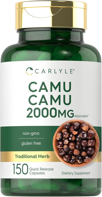 Carlyle Camu Camu with Vitamin C - 150 Capsules - Non-GMO & Gluten-free