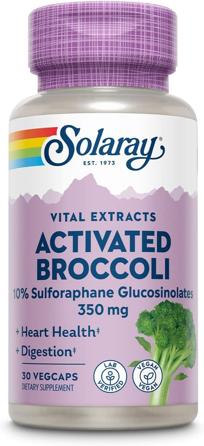 SOLARAY Activated Broccoli Seed Extract 350 mg – 10% Sulforaphane Glucosinolates, 30 Vegan Capsules