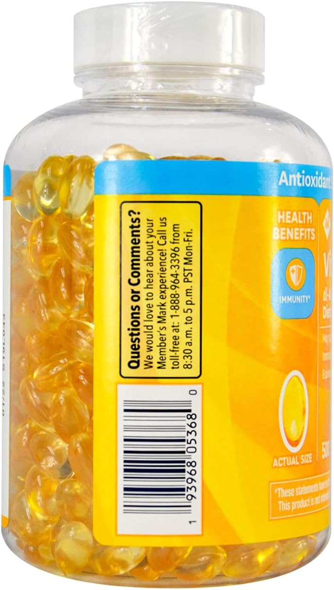 Members Mark Vitamin E 180mg, 500 Softgels - görsel 2