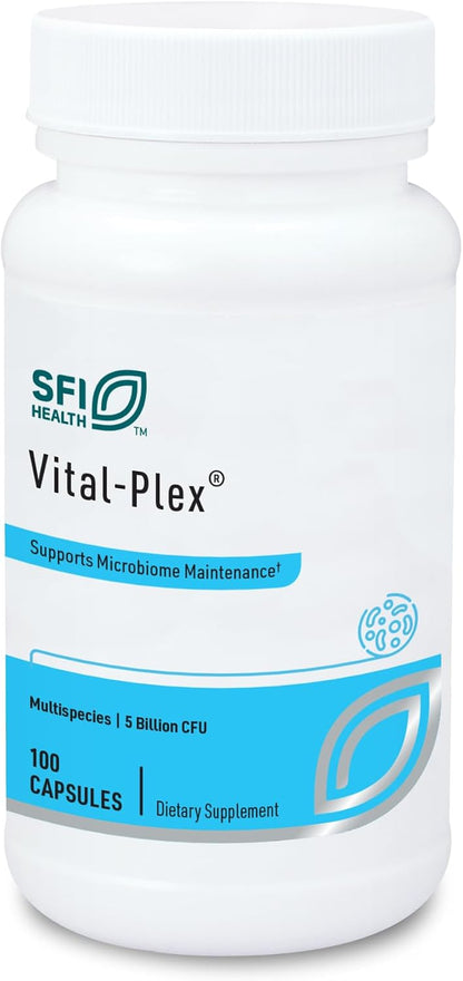 Klaire Labs SFI Health Vital-Plex Probiotic – Supports Digestive Microbiota Balance, 5 Billion CFU, Hypoallergenic & Dairy-Free, 100 Capsules (2 Pack)