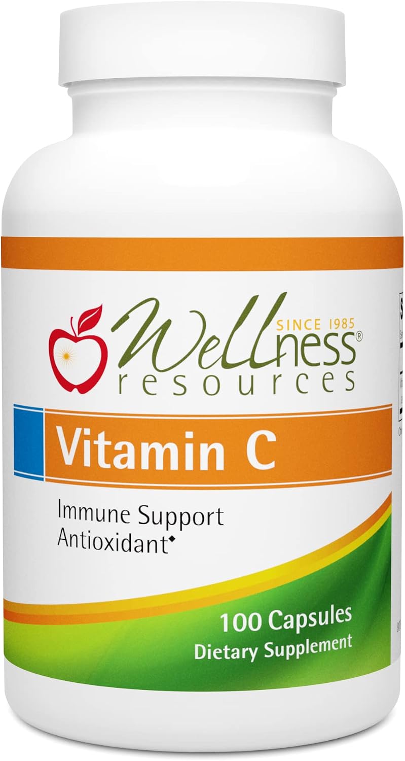 Wellness Resources Vitamin C 1000mg Pure Vitamin C Capsules, Non-GMO (100 Vegetable Capsules) - görsel 1
