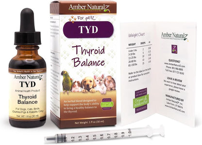 Amber NaturalZ TYD Thyroid Balance Herbal Supplement for Dogs, Cats, Birds, Guinea Pigs and Rabbits